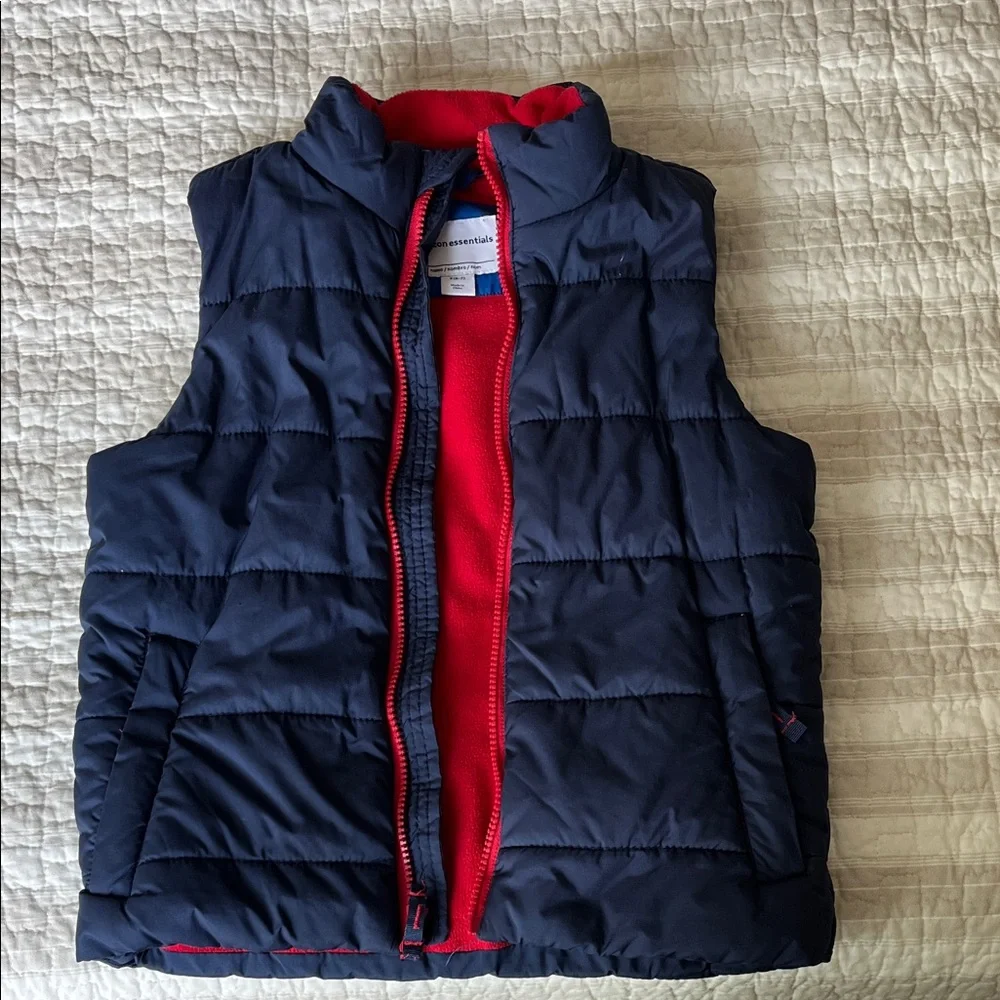 Kids Navy & Red lined Puffer Vest - Picture 1 of 4